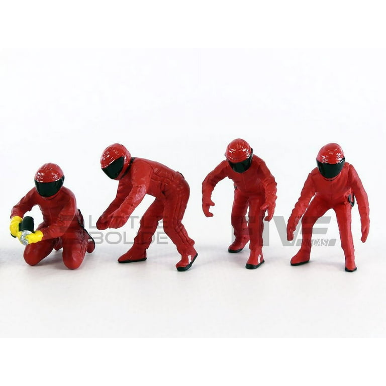 Formula One F1 Pit Crew 7 Figurine Set Team Red For 1/43 Scale