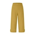 thumbnail image 4 of ABATAB Bermuda Shorts for Women Thin Cotton Linen Elastic Waist Shorts Breathable Soft Summer Pockets Shorts for Beach, 4 of 7
