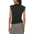 thumbnail image 2 of DKNY Womens Faux Leather Trim Sleeveless Pullover Top, 2 of 3