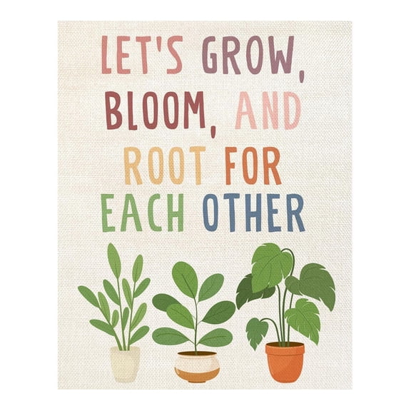 Motivational Wall Poster Nature Plant Wall Art Decor for Nursery Kids Room Classroom Playroom, Let's Grow Bloom and Root for Each Other Wall Art Decor