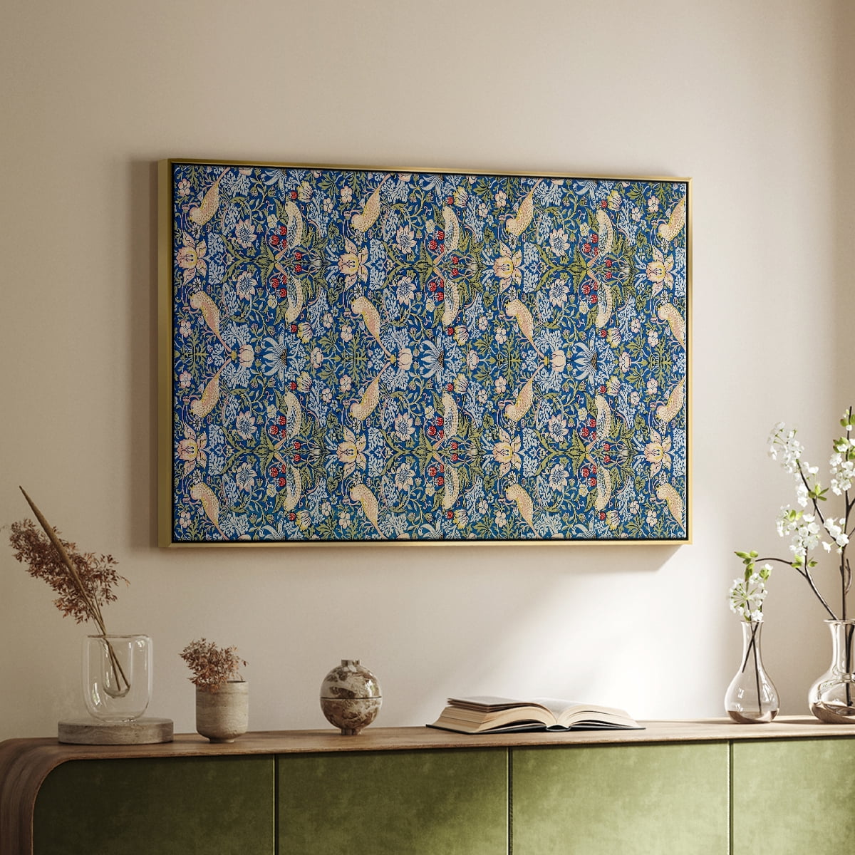 Vintage Abstract Print-XXI Framed in Gold Wood Gallery Wrapped Canvas 25 in. x 37 in.
