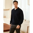 thumbnail image 4 of Kallspin Men's Knit Polo Shirts Cotton Lightweight Long Sleeve Pullover Sweater(Black,Medium), 4 of 9