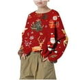 thumbnail image 5 of IVEYRTF Big Kids Hoodless Sweatshirt Long Sleeved Fashion Christmas Pattern Printed Round Neck Casual Fall Winter Fleece Lined Pullover Tops for Kids 5-15 Years(Red#1,7-8 Years), 5 of 8