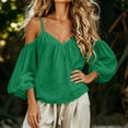 thumbnail image 4 of Neewe Women's Off Shoulder Tops Classic Plain Shirt Slim Fit Ruched Top Long Sleeves Spring Fall Blouse Going Out Shirt, 4 of 7
