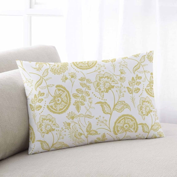 Boho Yellow Floral Queen Size Pillow Cover,Pillowcase Protectors with Zipper,Breathable Decorative Throw Pillow Case Cover,Vintage Farmhouse Paisley Plant Leaf Pillow Shams for Couch Sofa 20x30Inch