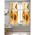 thumbnail image 2 of Sunflower Curtains 63 Inch Length, Sheer Curtains for Bedroom Living Room Window Butterfly Spring Floral Retro Rod Pocket Voile Drapes Kitchen Curtains Small Half Window 42"x63" 2 Panels, 2 of 6