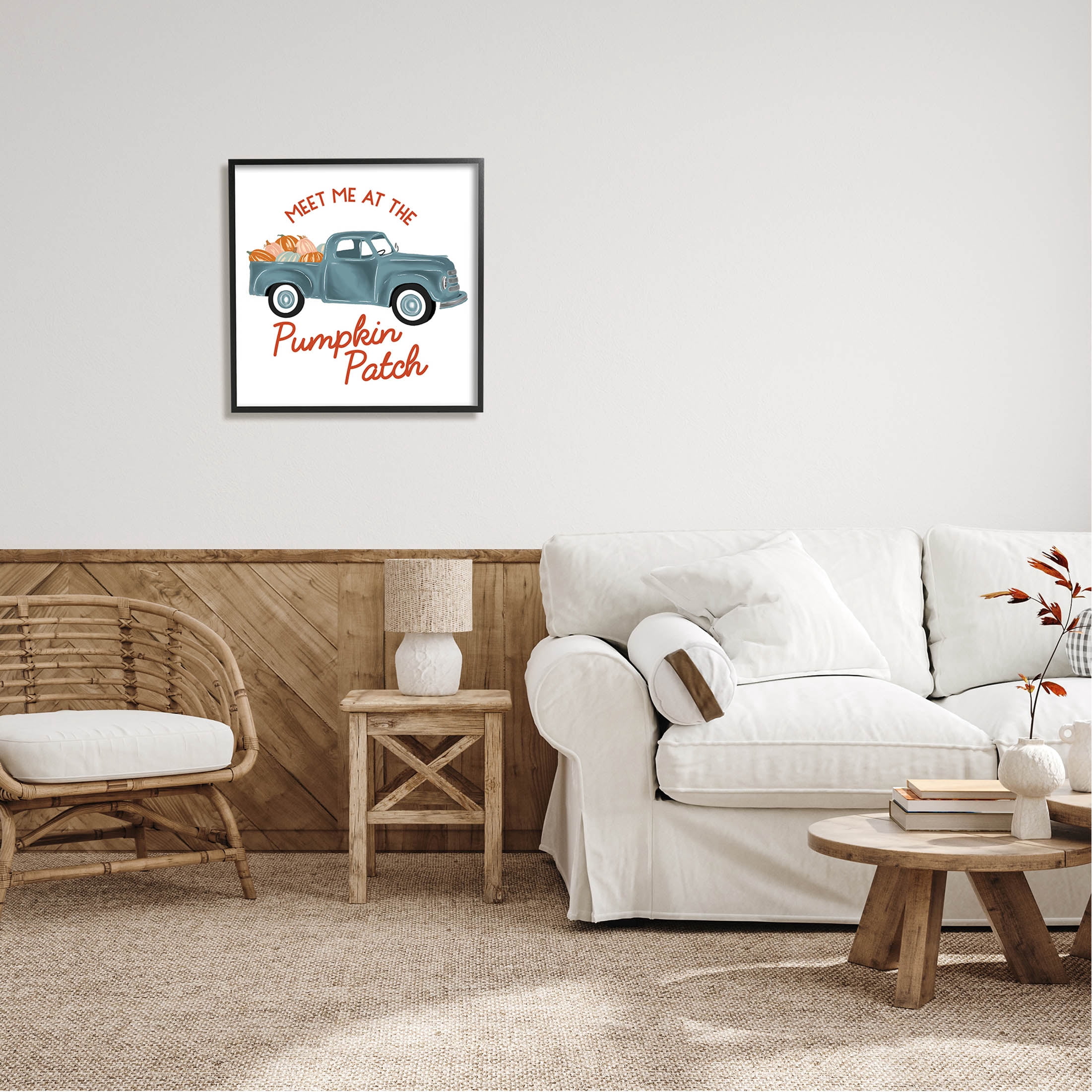 Stupell Industries Seasonal Meet Me Pumpkin Patch Graphic Art Black Framed Art Print Wall Art, Design by The Saturday Evening Post