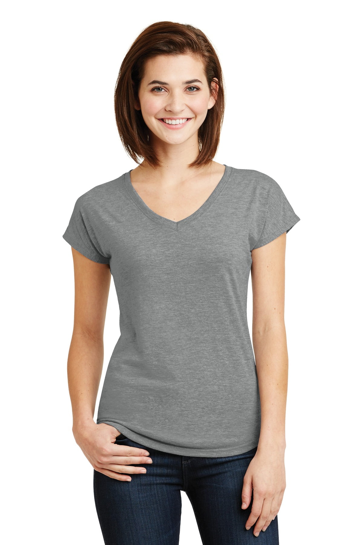 Anvil Women's Short Sleeve Tri-Blend V-Neck T-Shirt - 6750VL - Walmart.com