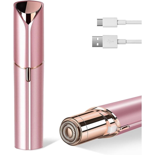 Facial Hair Removal for Women - Electric Razor Device, Small Dermaplaning Remover Tools Epilator Trimmer (Rose Gold)