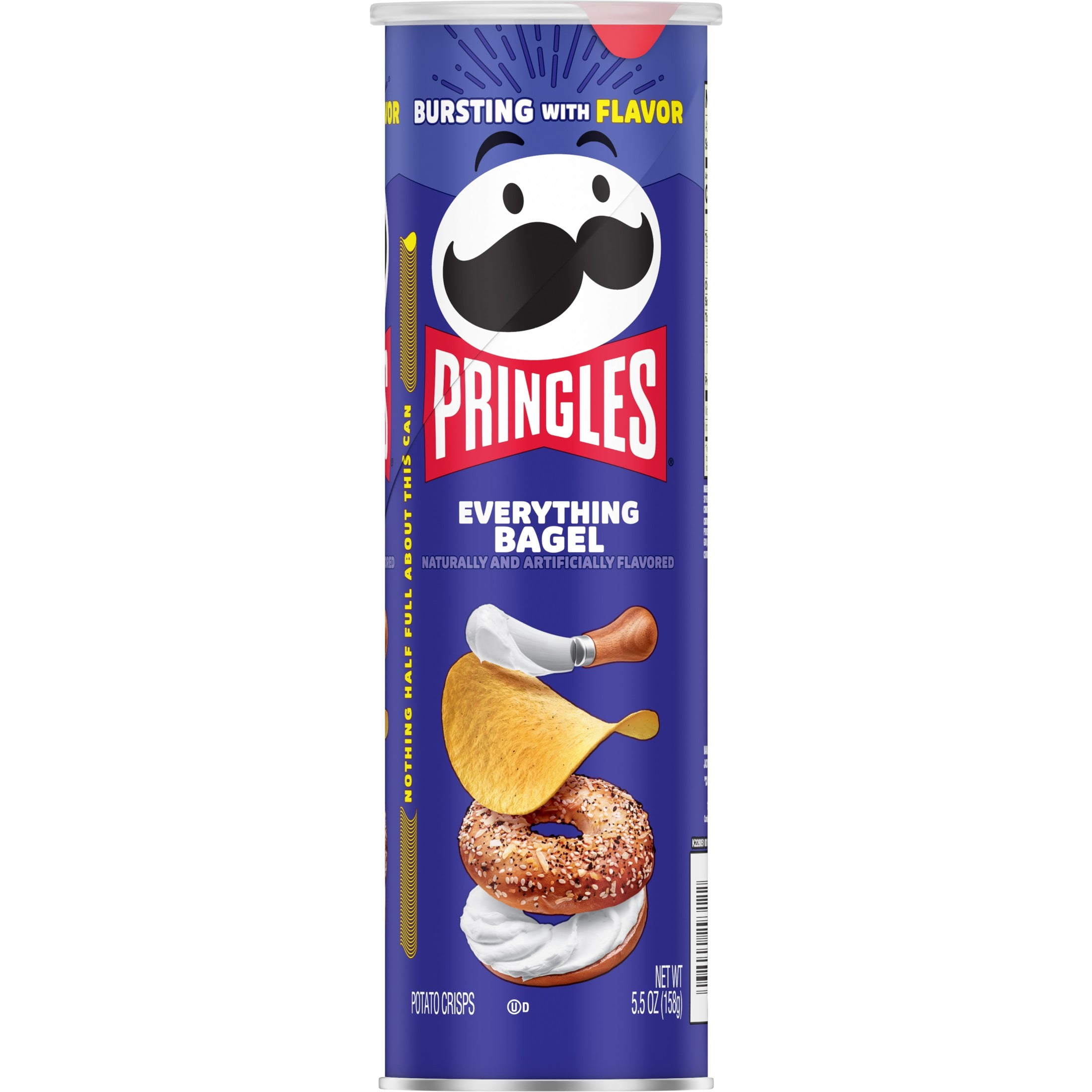 Pringles Everything Bagel Potato Crisps Chips, Lunch Snacks, 5.5 oz Canister