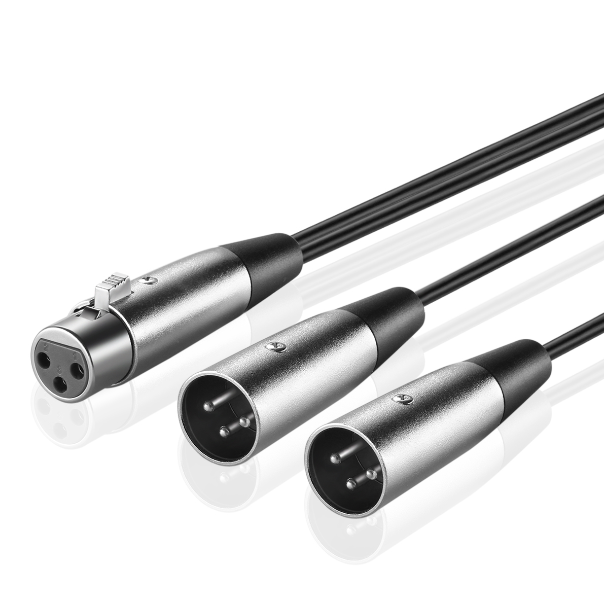 XLR Splitter Patch Y Cable Adapter Cord 1 Female to 2 Male, XLR3 Female to Dual XLR3 Male