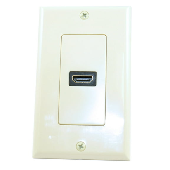 Wall plate: HDMI (Single) w/4'' Built-in Flexible Extension Cable, Ivory