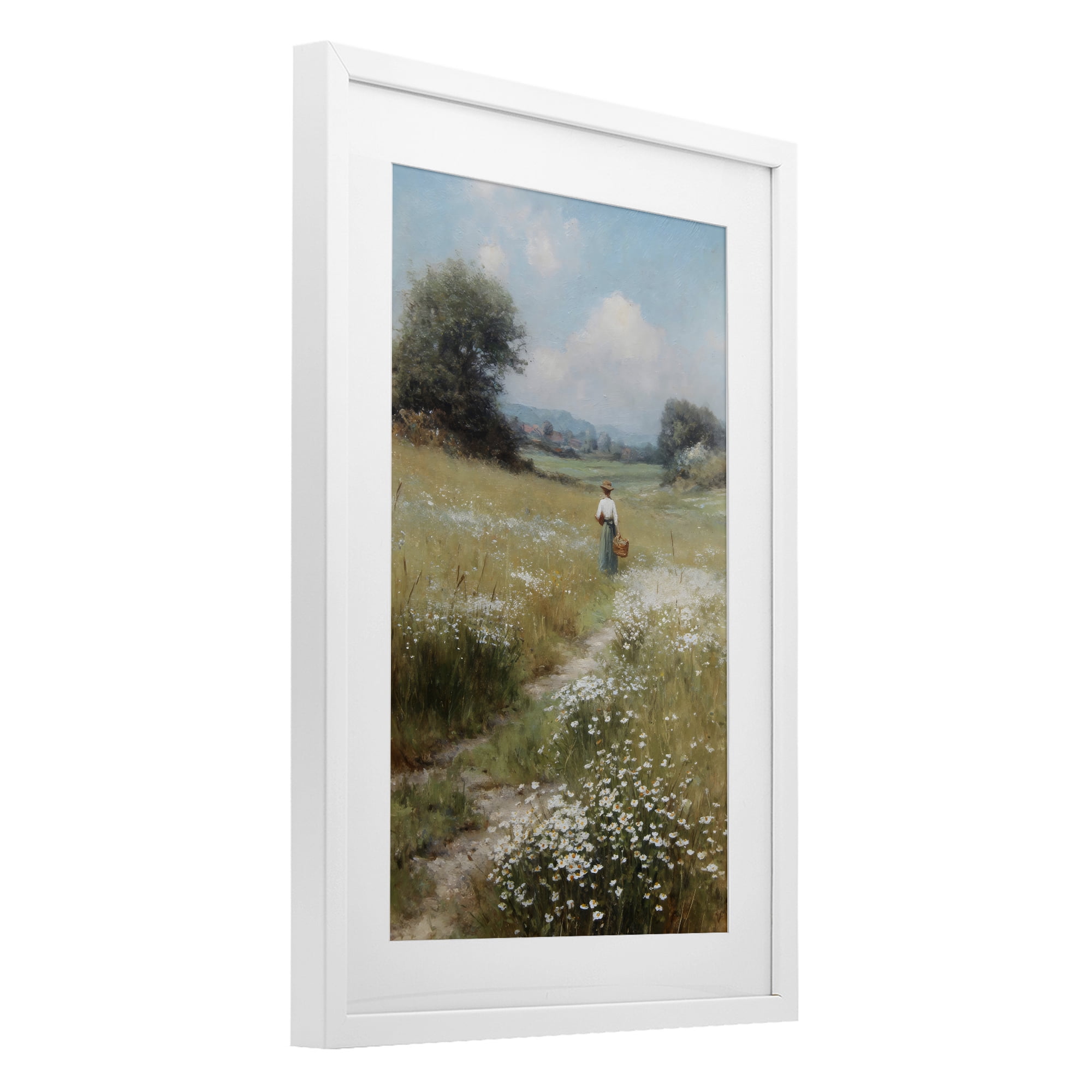 Stupell Industries Flower Gazing in Summer Meadow White Framed Print Under Glass, design by Petal Prints Design