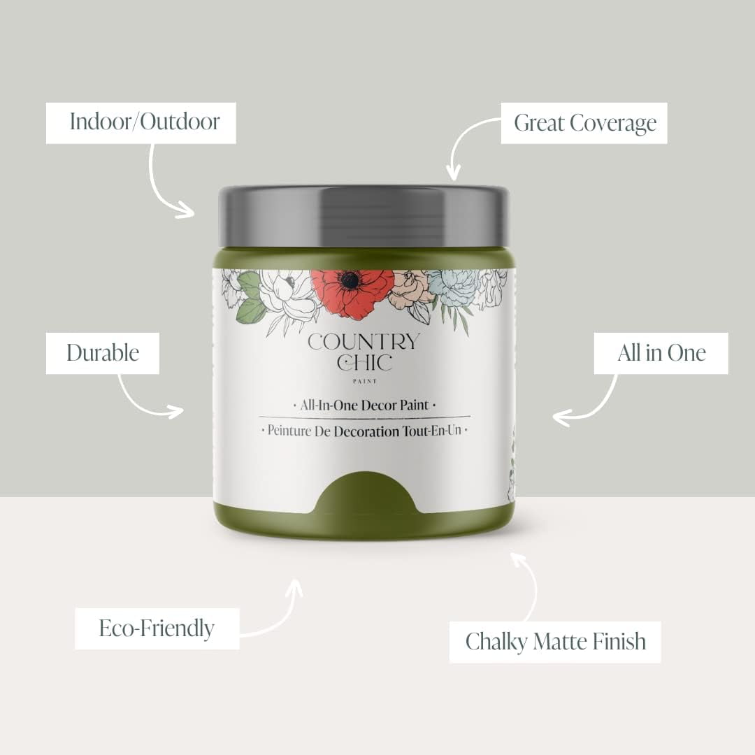 JJEAN-Country Chic All-in-One Chalk Paint for Furniture, Cabinets, Home Decor, Eco-Friendly, Matte Finish, Built-In Primer & Top Coat for Wood, Metal - Secret Garden (Green) - 4 oz (118 ml)