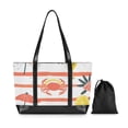 thumbnail image 7 of FORMRS Canvas Laptop Tote Bag for Women with 15.6" Computer Compartments Shoulder Handbag, Striped Crab, 7 of 7