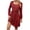 Wine, variant on ameIAEA Womens Fall Dress Square Neck Long Sleeve Dresses Ruffle A Line Solid Color Casual Dress