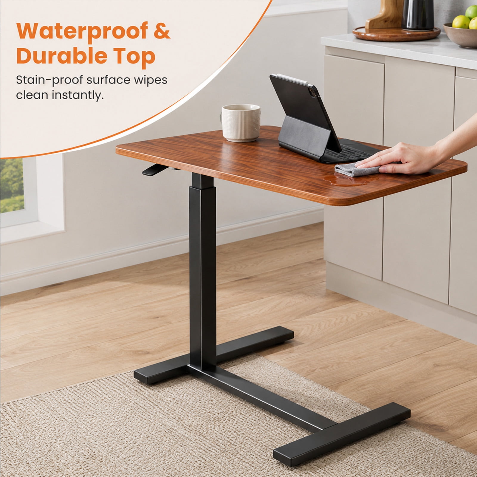 Alvantor Adjustable Bedside Table with Wheels, Rolling Overbed Table, Portable Standing Cart & Laptop Desk for Bed, Couch, Wheelchair