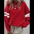 thumbnail image 4 of Sudadera Holgada A Rayas para Mujer (Otoño 2025), Cuello Redondo, Larga, Informal, con Bloques de Color Rojo XL, 4 of 10