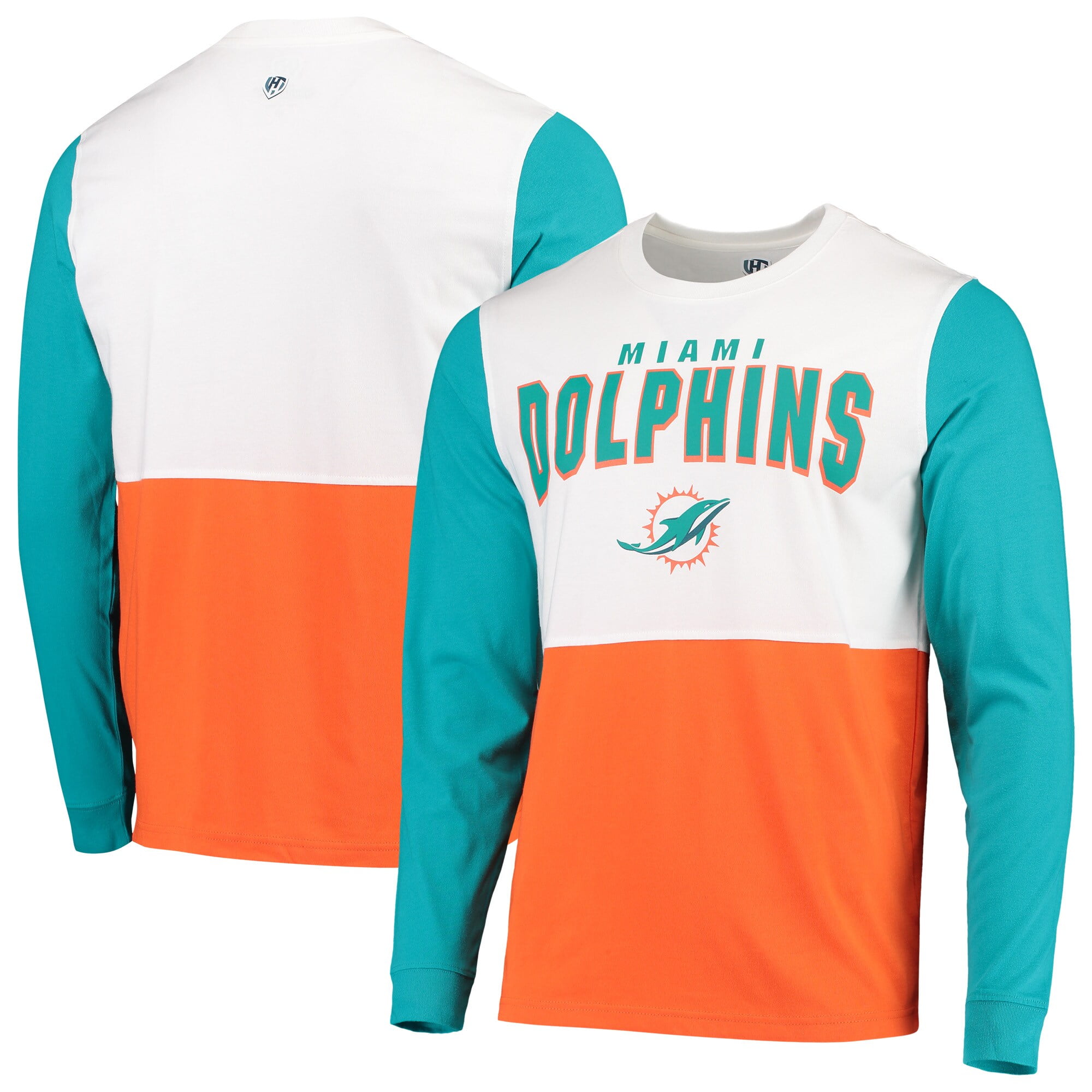 Miami Dolphins Hands High Change Up Long Sleeve T-Shirt - White/Orange ...