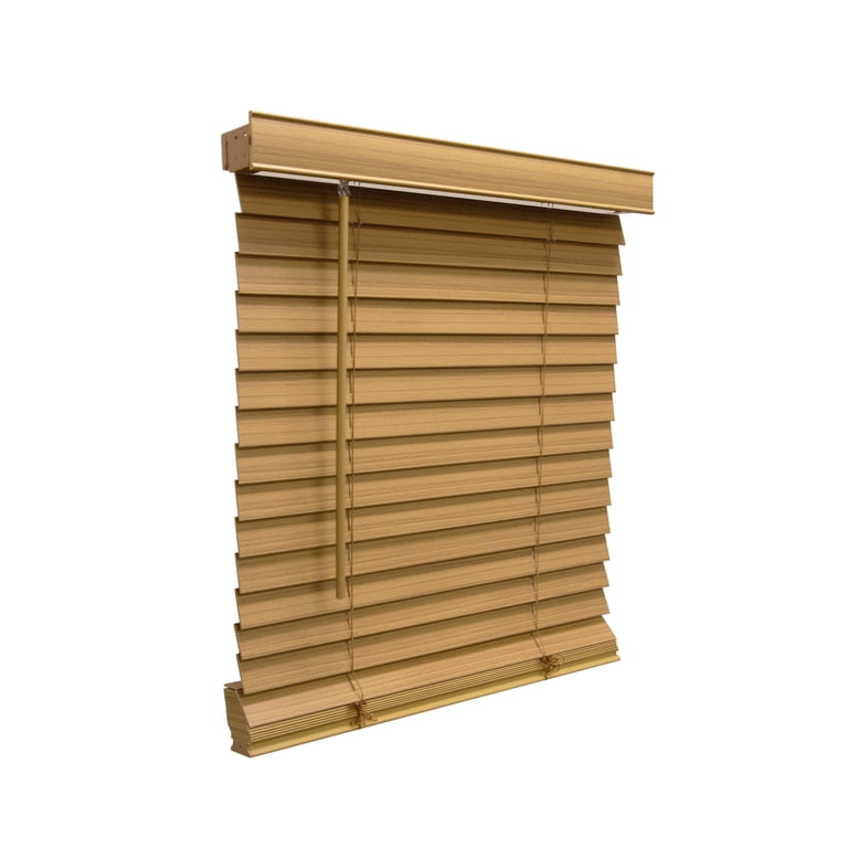 DEZ FURNISHINGS Cordless 2" Faux Wood Blinds | 31" W X 64" H Dark Oak | Inside/Outside Mount