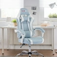 thumbnail image 6 of ALEAVIC Gaming Chair PU Leather Computer Chair with Headrest and Lumbar Support, Light Blue, 6 of 7