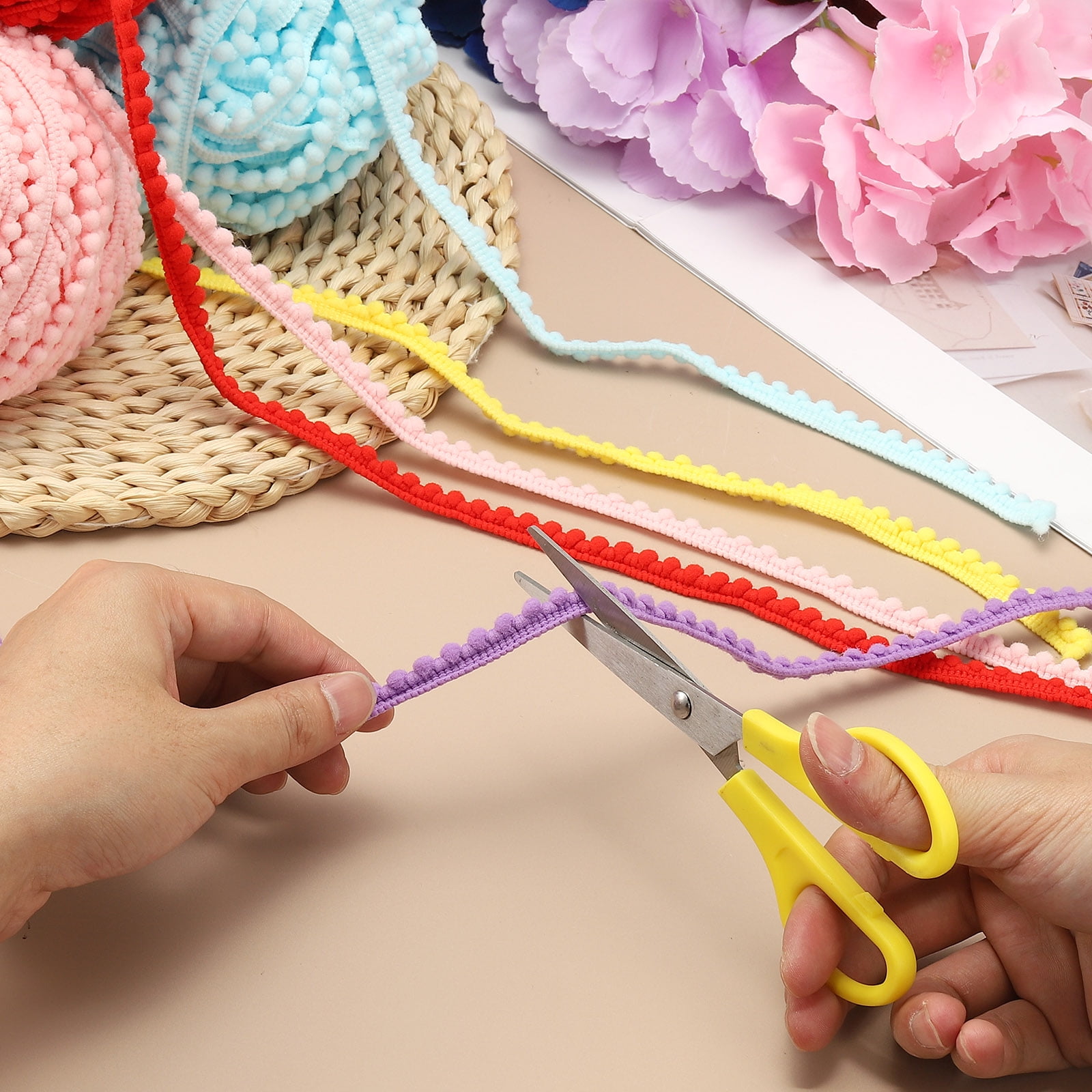 Unique Bargains Pom Trim Ribbon with Ball Fringe for DIY Craft Black