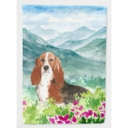 Carolines Treasures CK2548CHF Mountain Flowers Basset Hound Flag Canvas House Size Large multicolor