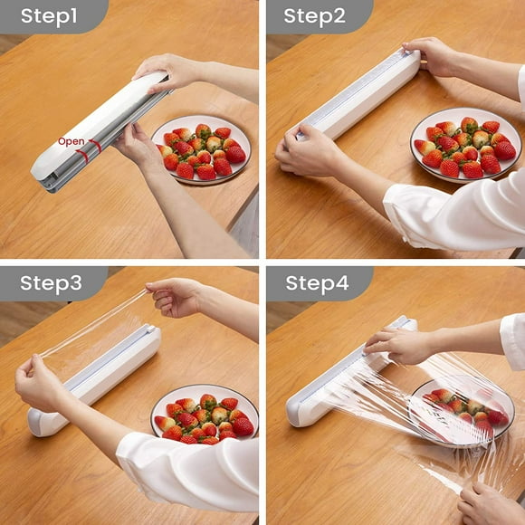 Plastic Wrap Dispenser with Cutter-Refillable Cling Film Dispenser with Cutter-Cling wrap Dispenser with Cutter - 12'' Professional BPA Free Plastic Wrap