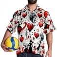 thumbnail image 4 of Valentine's Day Love Men's Button Down Casual Hawaiian Print Short Sleeve Summer Beach Shirt, 4 of 6