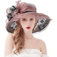 thumbnail image 5 of Big Brim Hat Organza Hats Summer Beach Cap Tea Party Wedding Fascinator Church Hats, 5 of 6