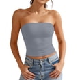 thumbnail image 3 of Gyexs Womens Tube Tops Strapless Slim Fit Tank Tops Double Layer Design Summer Fashion 2026 Grey1 Size L, 3 of 6