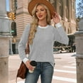 thumbnail image 4 of Hogleaql Women's Long Sleeve Shirts Round Neck Tunic Comfy Fall Winter Tops Solid Color Loose Fit Fashion T Shirts Lightweight Pullover Blouses Gray 2XL, 4 of 4