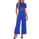thumbnail image 2 of INSPIRAR CHIC Mono de Mujer de Manga Corta Cuello Redondo Malla Transparente Casual Pantalones Anchos M Azul Real, 2 of 6