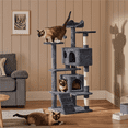 thumbnail image 3 of Yaheetech 53.9" H Cat Tree with Double Condos, Scratching Posts & Ramp, Dark Gray, 3 of 11