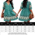thumbnail image 2 of Mini Vestido Informal Mini vestido informal para mujer Estilo bohemio Traje de vacaciones con estampado floral de gran tamaño Kuymtek Verde M para Mujer, 2 of 8