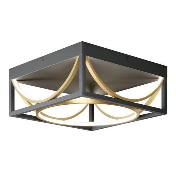 Artika Luxury Modern LED Flush Mount Ceiling Light Fixture, Black and Gold
