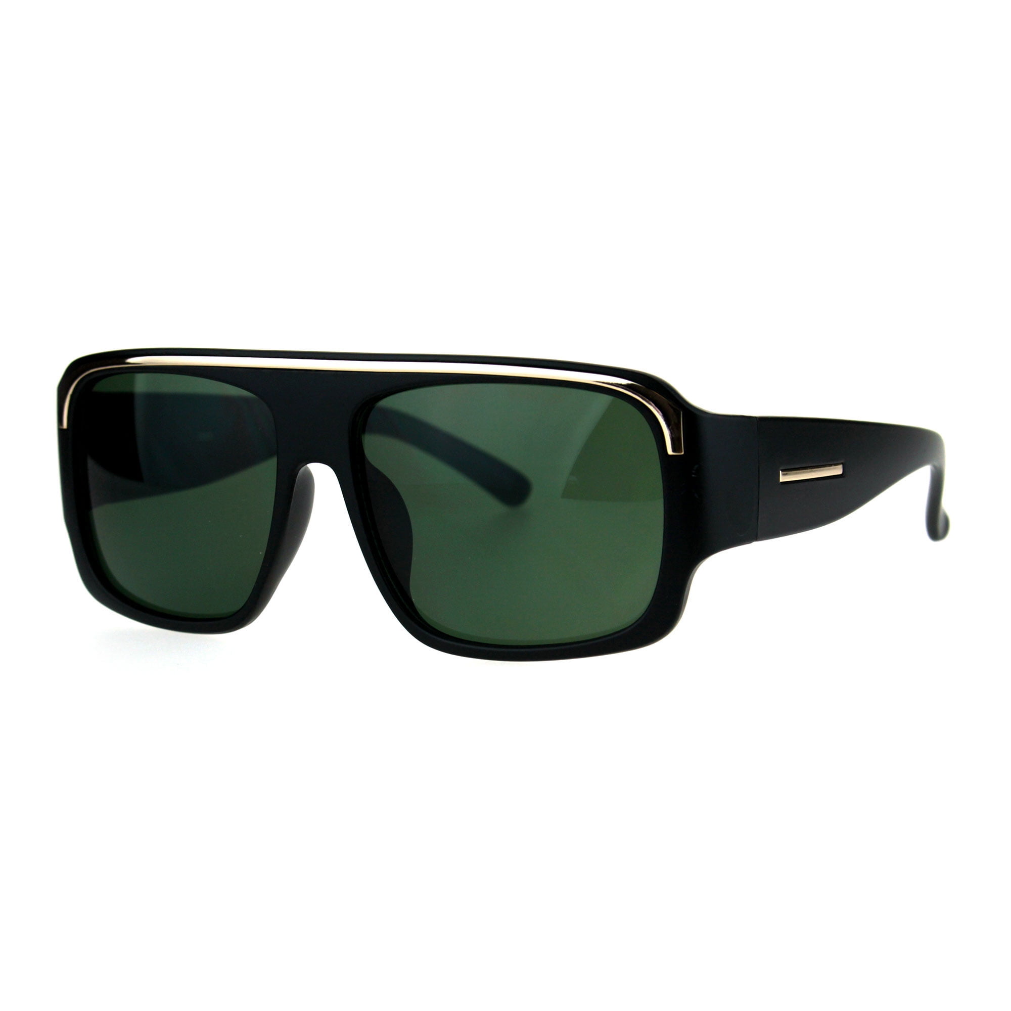 SA106 - Mens Flat Top Metal Top Brow Trim Mob Mafia Sunglasses Black
