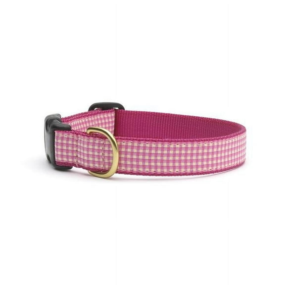 Up Country PKGCQ5W Pink Gingham Pet Collar - Extra Large