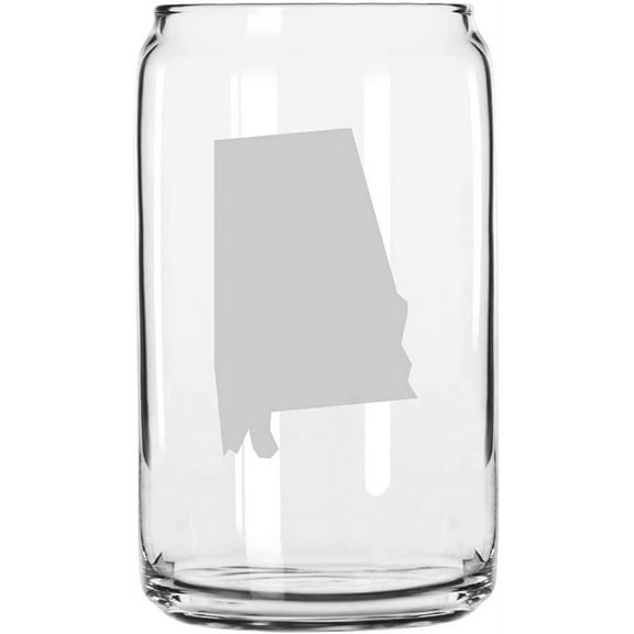 Alabama States Etched 16oz Libbey Can Glass