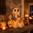 thumbnail image 2 of Lighted Vintage Patchwork Ghost, Ghost Bonfire Night Lamp with Warm LED Glow, Farmhouse Fabric Ghosts Figure with Pumpkin Pail, Fall Tabletop Decoration for Mantel Shelf Entryway, 2 of 7
