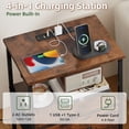 thumbnail image 6 of Eunos 2 Drawer Nightstand set of 2 with Charging Station and LED for Bedroom, Wood Grain Print, 6 of 8
