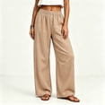 thumbnail image 3 of Lmnyox High Waist Pants for Women Wide Leg Lightweight Plaid Lounge Trousers Summer Travel Pants with Pockets, 3 of 8