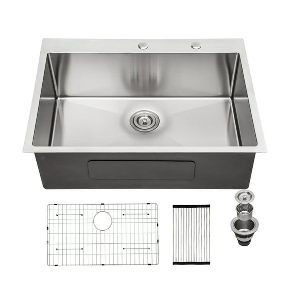 28x22x10 Inches, 16 Gauge 304 Stainless Steel Kitchen Undermount Single Bowl Sink.