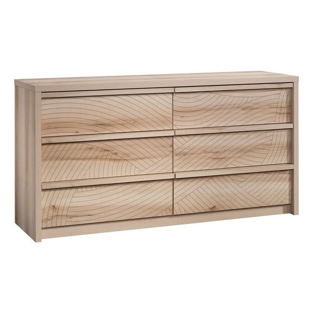Bowery Hill 6-Drawer Mid-Century Engineered Wood Dresser in Maple