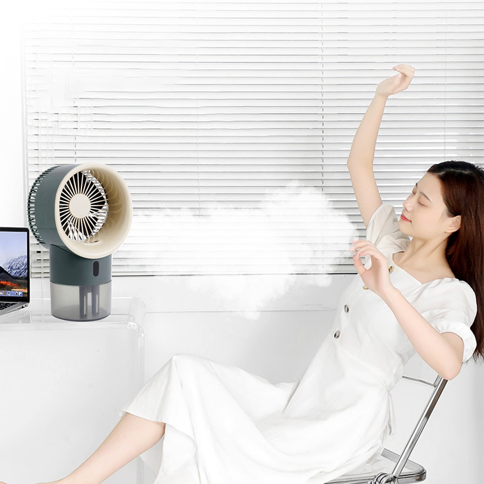 PHIGZNT Portable Air Conditioners, Portable AC Unit Evaporative Air Cooler 180°Auto Rotation, 3 Wind Speeds, 2-4H Timer, Personal Mini Cooling Fan for Home Room Bedroom Office Camping