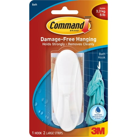 Command Large Designer Hooks, White, 1 Hook, 2 Strips, 17083B