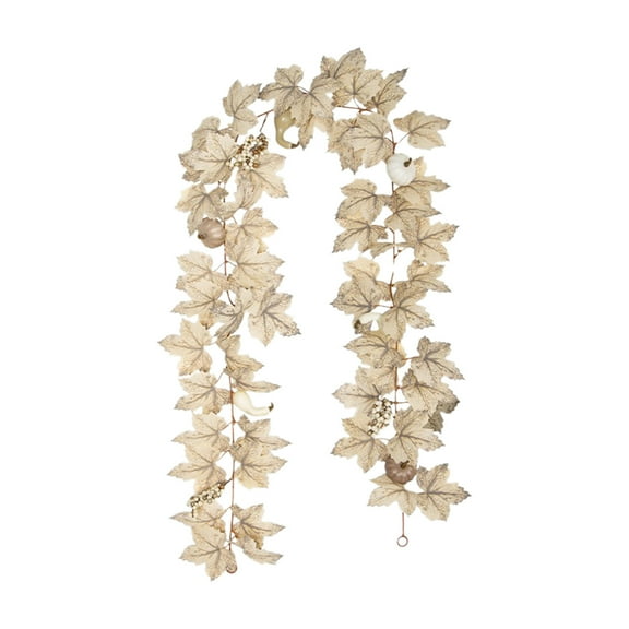 geerera Fall Decor, Fall Garland, Hanging Vines Artificial Autumn Foliage with White Pumpkins, Decorations for Home Outdoor Indoor Mantle Table Fireplace Farmhouse