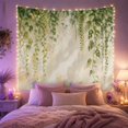 thumbnail image 2 of Green Leaves Cascading on Aged Wall, Tranquil Rustic Watercolor for Plant Lovers, Botanical Wall Art Housewarming Gift Tapestry Wall Hanging for Living Room, Bedroom and Dorm, 2 of 7