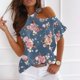 thumbnail image 1 of Puntoco Mujeres Verano Cuello Redondo Manga Corta Estampado Sin Tirantes Camiseta tops Blusas Puntoco Puntoco-7415, 1 of 5