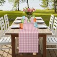 thumbnail image 4 of Pink 70 Inch Table Runner, Grid Checkered Plaid Gingham Lattice Trellis Farmhouse Dresser Scarf Cotton & Linen Tablerunner for Dining/Kitchen Island/Holiday Party Décor 13" x 70", 4 of 9